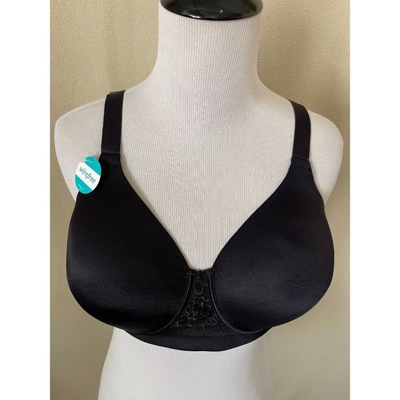 Vanity Fair Black Lace Middle Wire Free Full Coverage Bra - 38C - Picture 3 of 11